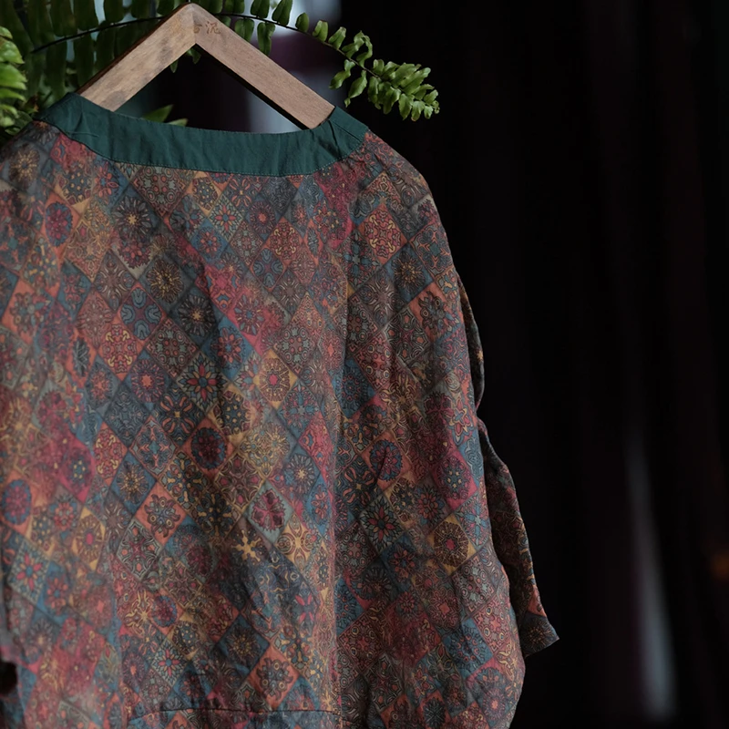 Abito lungo casual da donna oversize Nuovo arrivo 2025 Abiti estivi in lino femminile allentati con stampa floreale stile vintage con scollo a V M1669