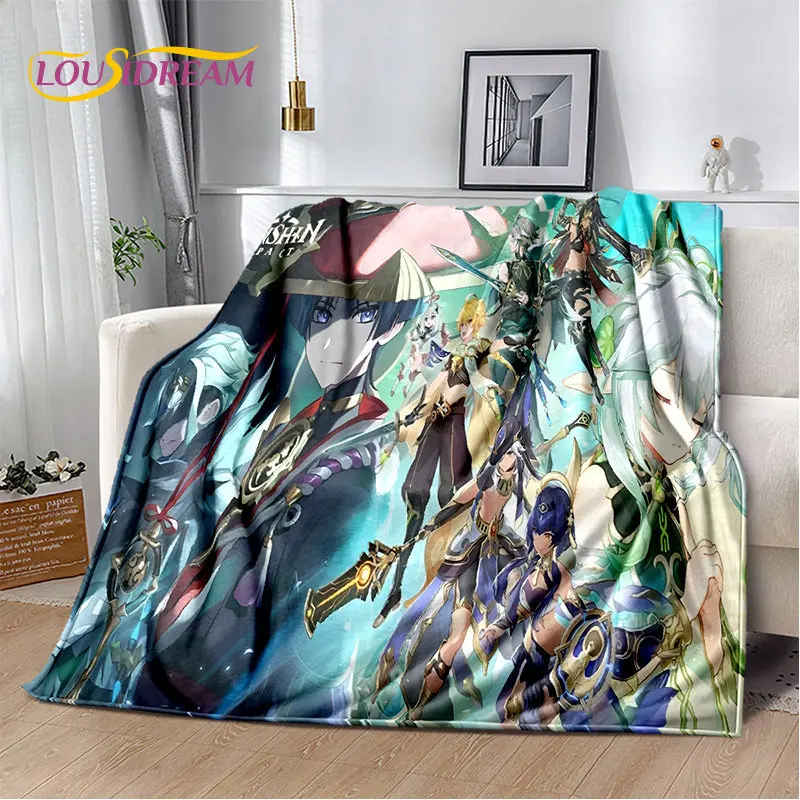 

Genshin Impact Cartoon Game Soft Plush Blanket,Flannel Blanket Throw Blanket for Living Room Bedroom Bed Sofa Picnic Cover Kids