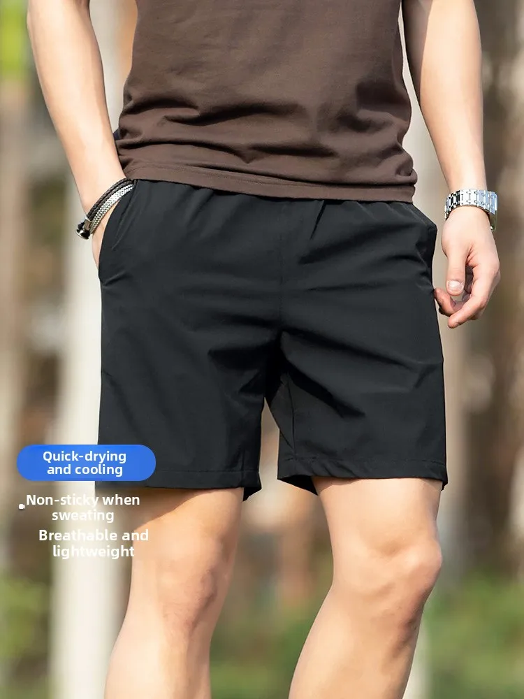 

Bla Qui Dry Thin Sports orts Men Running Fitn 3/4 Length Loose Thin Ice Silk Breathable Summer Casual orts