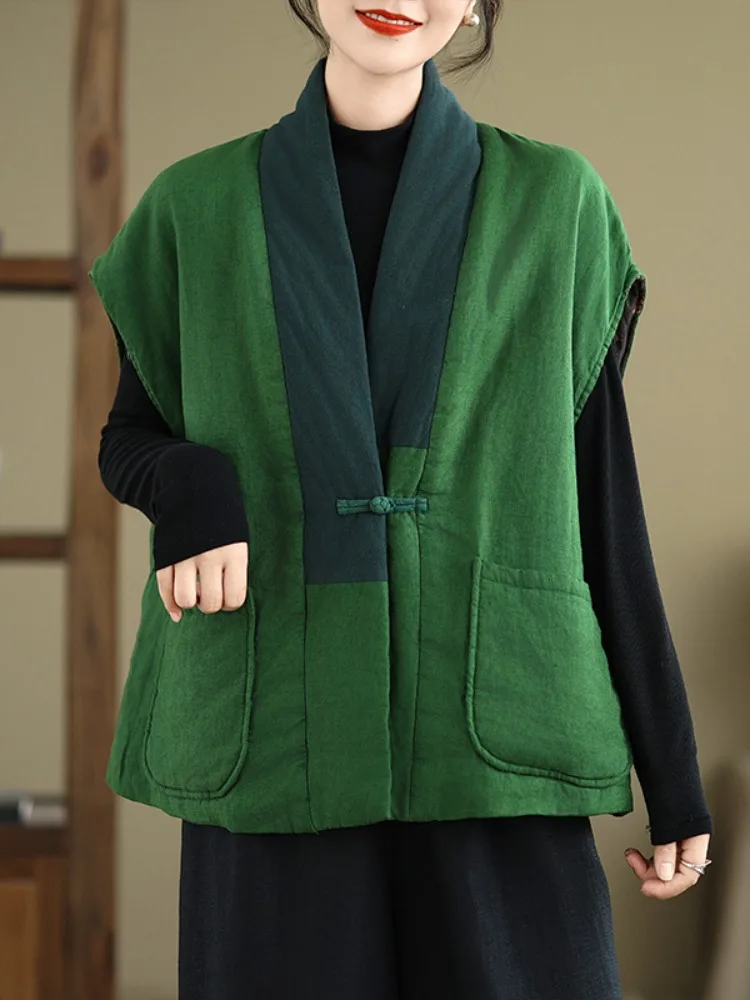 

Осень-зима, новый Sle Zen Buddha oulder Wrap Jaet, хлопково-льняной китайский теплый хлопковый жилет в стиле ретро, верхняя одежда