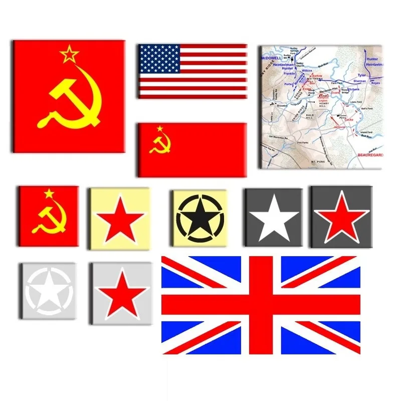 WW2 Military German Soviet Union  U.S.A Germany Army Map Badge Emblem Flag MOC Figures Building Blocks Accessories Bricks Toys