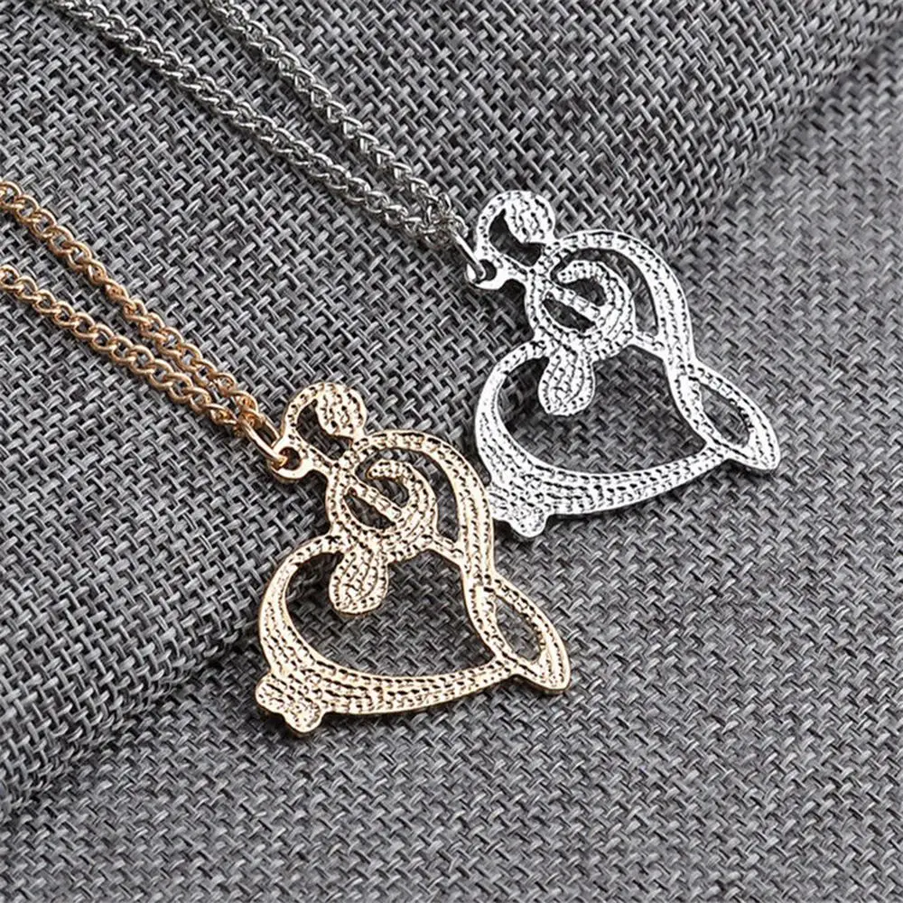 Music Note Heart Necklace of Treble and Bass Clef Women Infinity Love Charm Pendant Necklace Stainless Steel Jewelry Gift