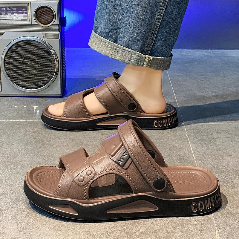 New Men's Trend Sandals Thick Sole Beach Summer Outer Wear Non-slip Wear-resistant Dual-use Driving Office EVA Soft Sole image 2