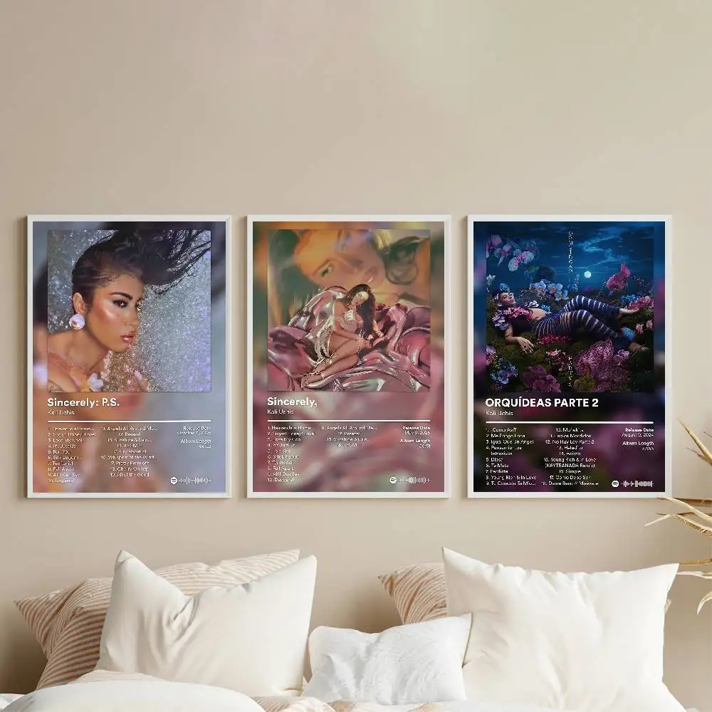 Singer Kali Uchis Sincerely P.S Poster Sticky Wall Art Printing Waterproof Home Living Bed Room Bar Aesthetic Decor