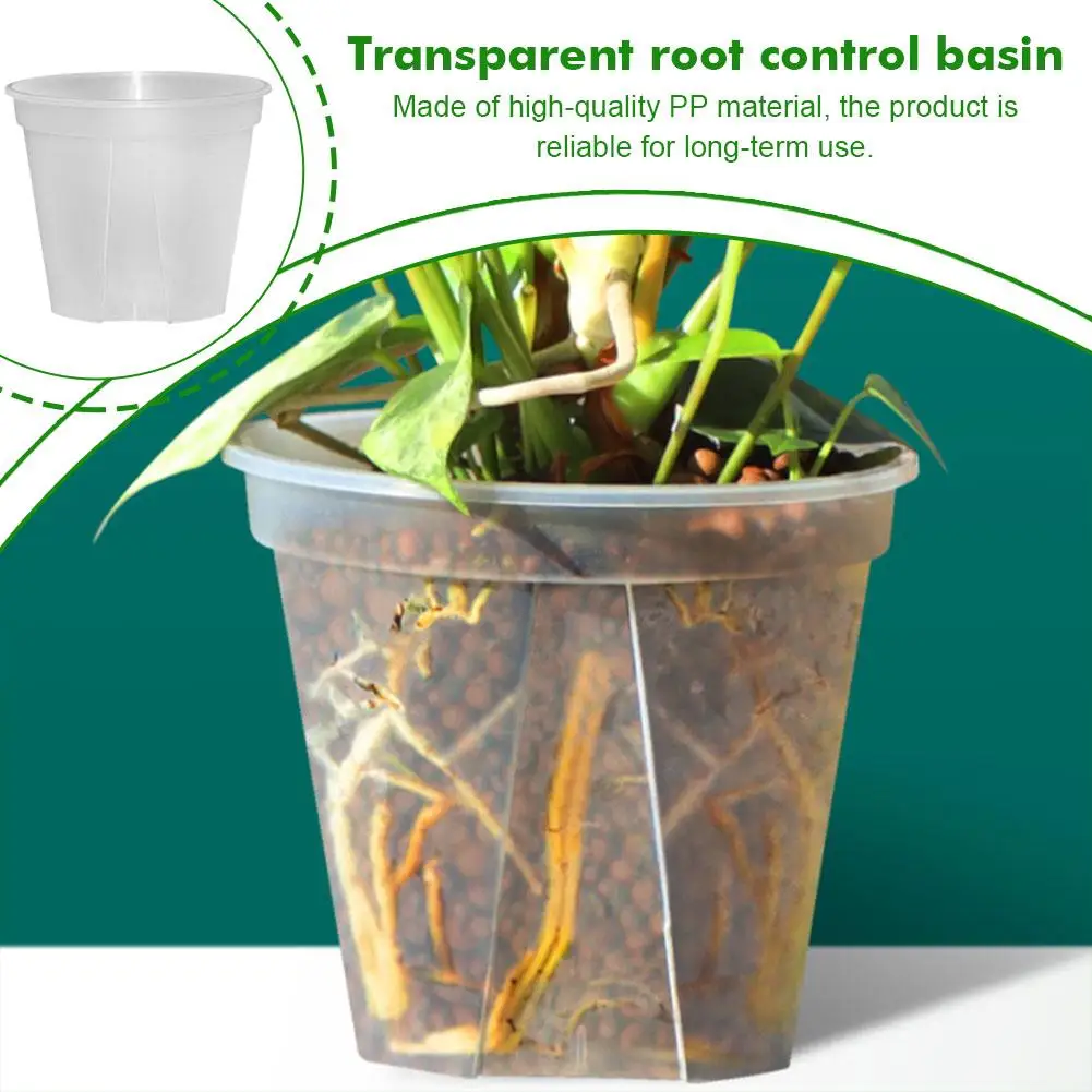 Root Control Transparent Flower Pots With Tray Plastic Plant Pots Breathable Nursery Pots For Planting Orchids Garden Supplies