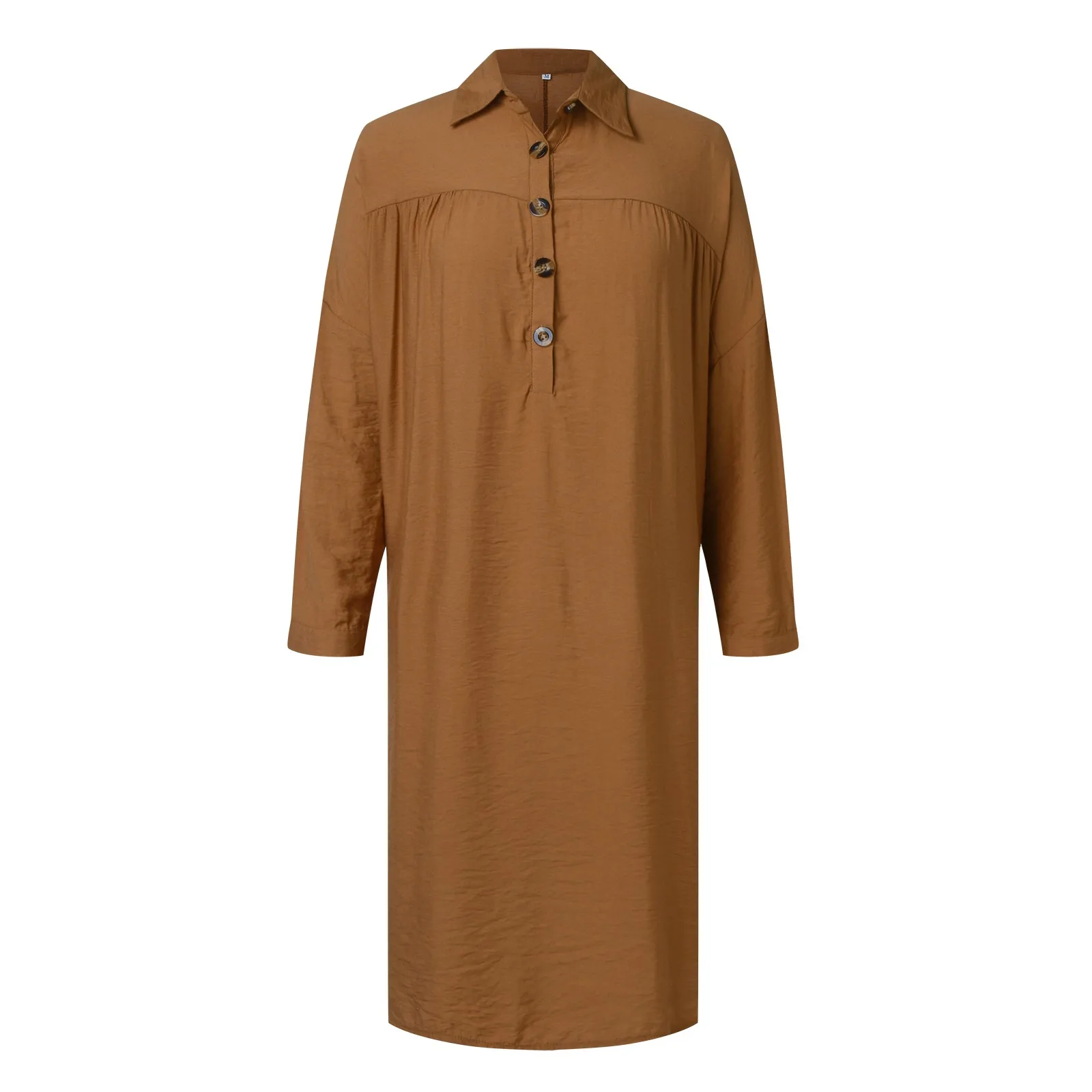 Summer Muslim Solid Shirt Dress For Women Simple Cotton Linen Long Shirt Saudi Arabia Islam Femme Tops Lady A-Line Shirt Dresses