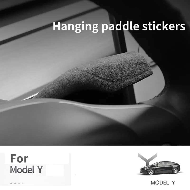 Italian Premium Suede Shift Protection Cover For Tesla Model Y Car Steering Wheel Gear Handle Lever Paddle Cover Accessories