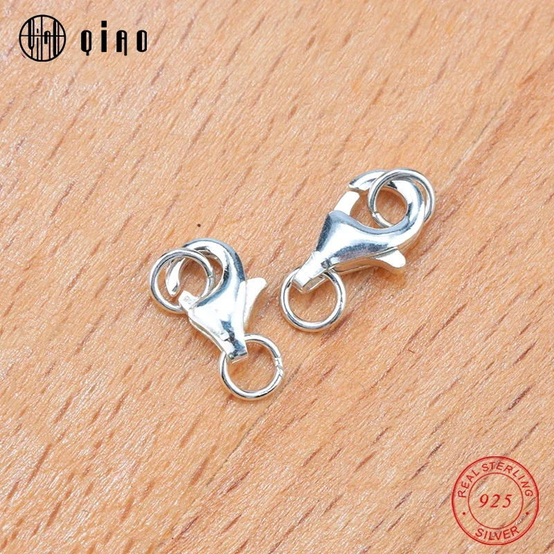 8 ミリメートル 9 ミリメートル 925 スターリングシルバーダブルリングロブスタークラスプジュエリー所見 DIY ネックレスブレスレット作成ジュエリーアクセサリー 2 個