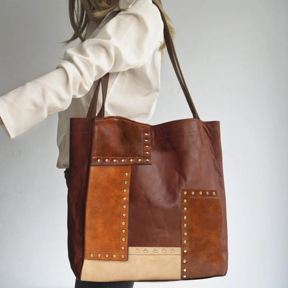 Retro 2023 Trend kobiety skrzynki torba na ramię kobiet luksusowy projektant torebka PU nity Hasp kontrastujące torebki Crossbody torby sac
