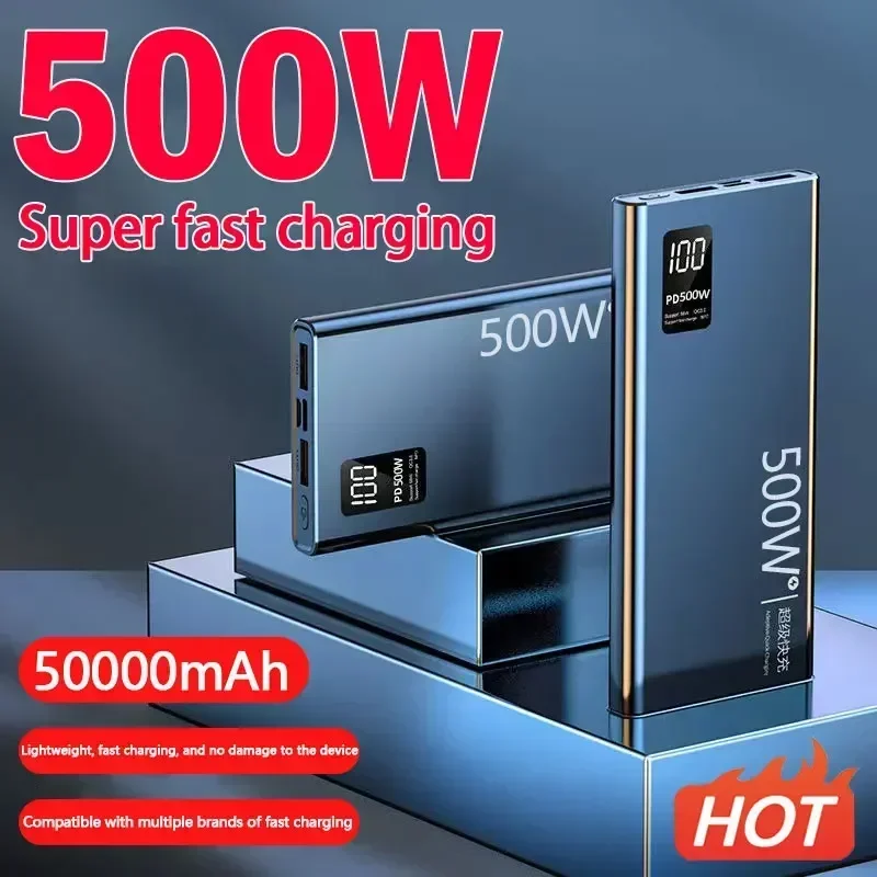 New Power Bank 50000mAh 500W Dual Port Super Fast Charging Portable EXternal Battery Charger For iPhone Xiaomi Huawei Samsung