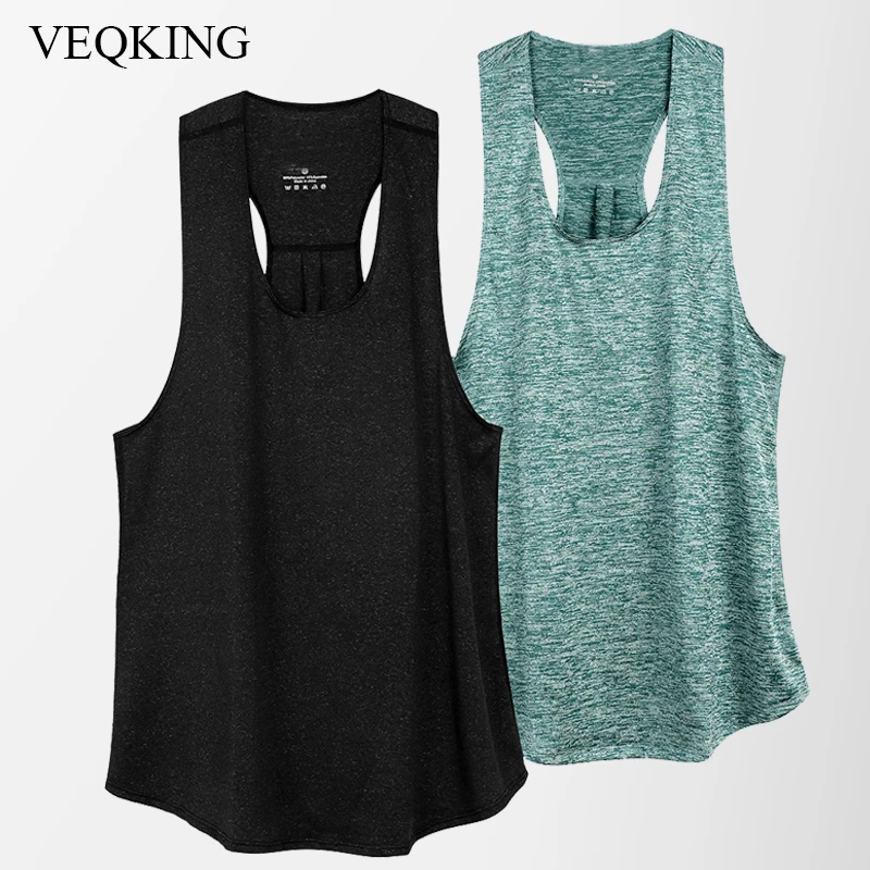 VEQKING 2pcs Quick Drying Sports Vest Women Fitness Tank Top Gym Training Yoga Shirt Racer Back Running Top U-neck Vest Yoga Top