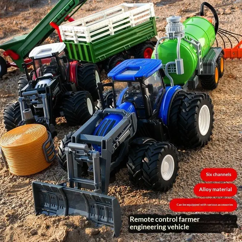 Remote Control Tractor Toy 1/24 Large Scale Push Go Truck Model for 3+ Years Old Boys Children Holiday Gift