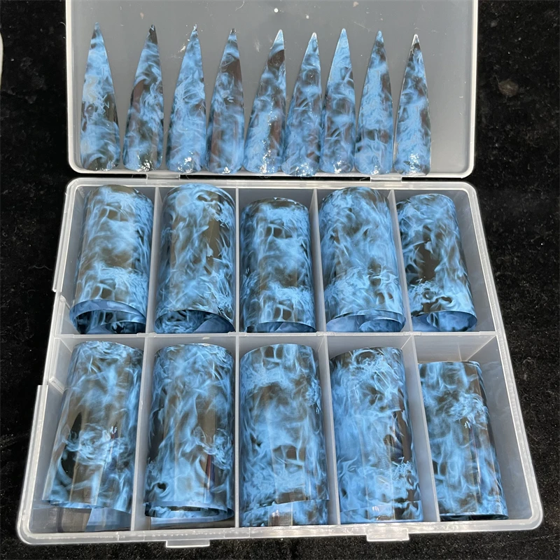 Neue Blumen-Nagelfolien für Transferpapier-Aufkleber, Florale Klebefolien, Frucht-Nagelwraps, Fisch-DIY-Wassermarmor-Nagelkunst-Dekorationen