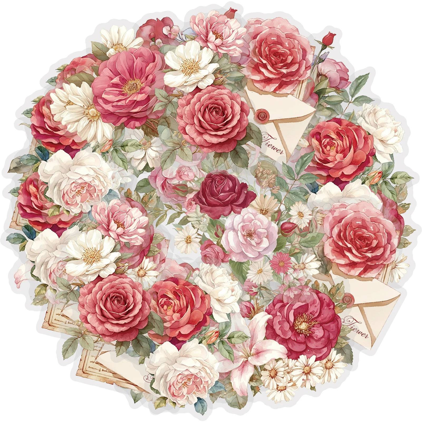 Etori Life 60Mm*2M Vibrant Rose Bouquet Die-Cut Tape for Journal Decoration, DIY Gift Box Packaging, Suitable for Laptops, Phone Backs, Photo Albums, Handbags, Postcards and Envelopes, Sticker Books, Scrapbook Supplies, Office Decoration Supplies, Vintage Parties, Art Supplies, Cycling Decals, Student Gift Paper Bags, Gifts for Friends, Back-To-School Season