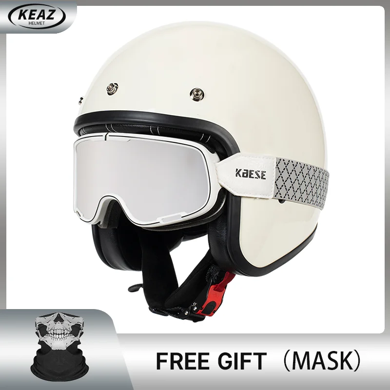 

Fashion Milky White Open Face 3/4 Motorcycle Helmet Motorbike Moto Motocross Cafe Racer Men Women DOT Approved Casque Capacetes