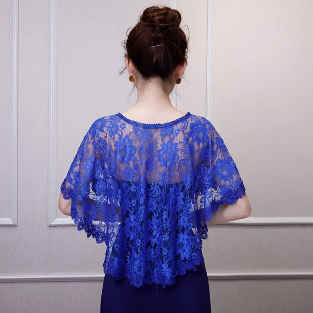 Lace Shawl Evening Party Women Cape Elegant Lace Wedding Shawl Set for Women See-through Lace Shrug Chiffon Bolero for Bridal