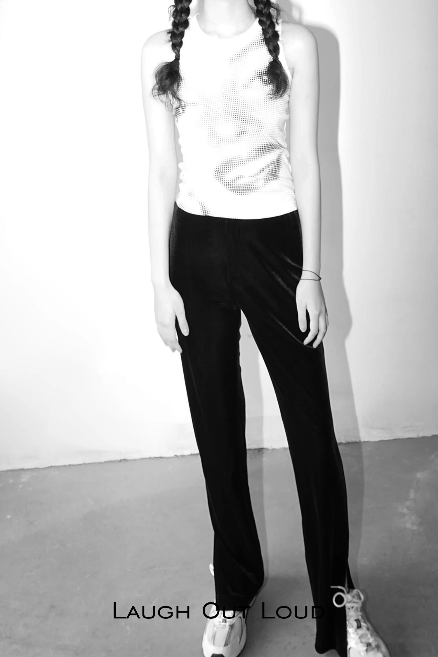 

Slimming Fit Straight Velvet Trousers Side Slit Casual Pants l Waist Polyester And Spandex Blend Versatile Sle