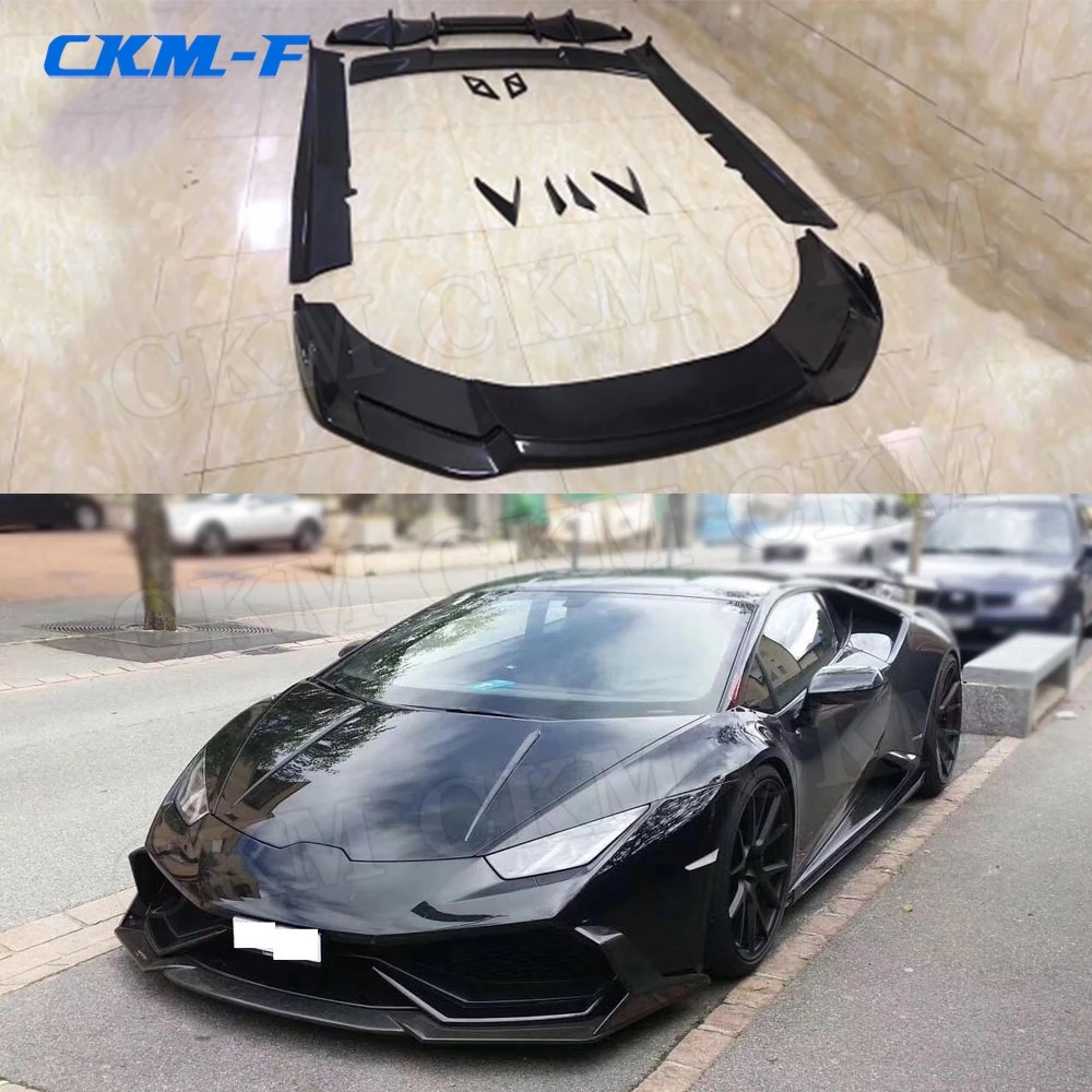 Carbon fiber Front Bumper Lip Side Skirts Rear Diffuser Air Vent Trims Cover Rear Spoiler case For Lamborghini LP610 Body Kits