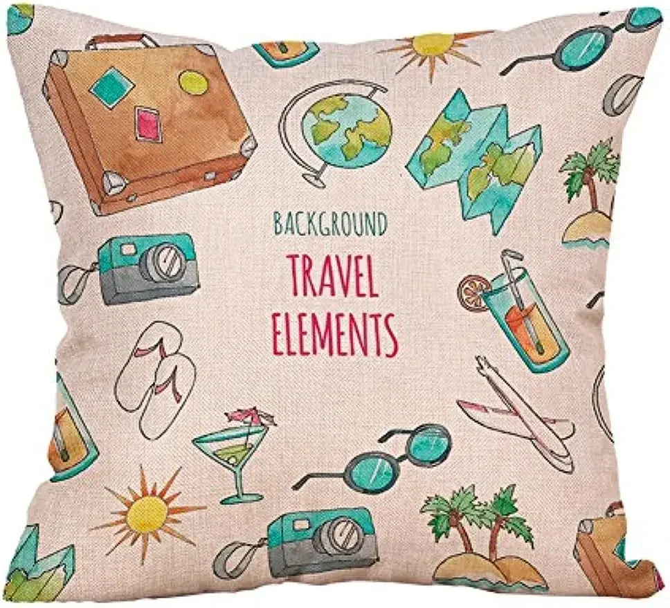 Inspirational QuotesTravel Themed Linen Pillow CoversHome Décor Cushion Covers Summer Beach  45x45 pillow case