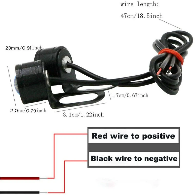 2Pcs Motorcycle Eagle Eye Light 12V Daytime Running Light Eye LED Light Reverse Backup Strobe Flash Eagle Lamp