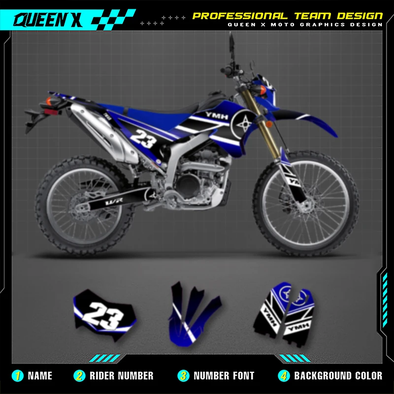 

Queen X MOTOR For YAMAHA WR250R WR 250R 2008-2020 Custom Team Motorcycle Graphics Background Decal Stickers Kits