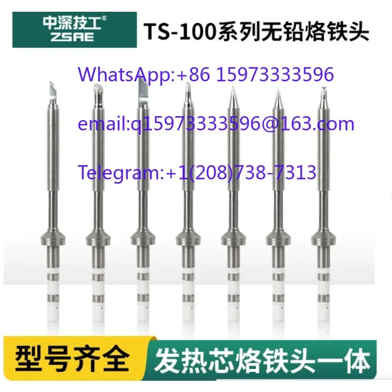 10pcs  Mini TS100 Portable Soldering Iron and Soldering Tip Set with Pointed Chisel and Conical Heads for Electronics Repair