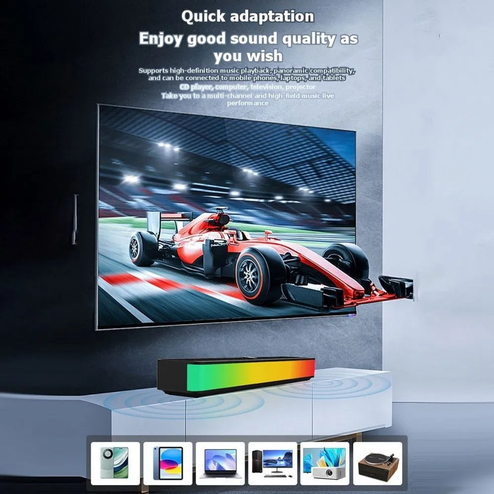 salego RGB TV Soundbar Bluetooth Speaker 360° Surround Home Theater Audio System HiFi Stereo Speakers for TV PC Music Playback