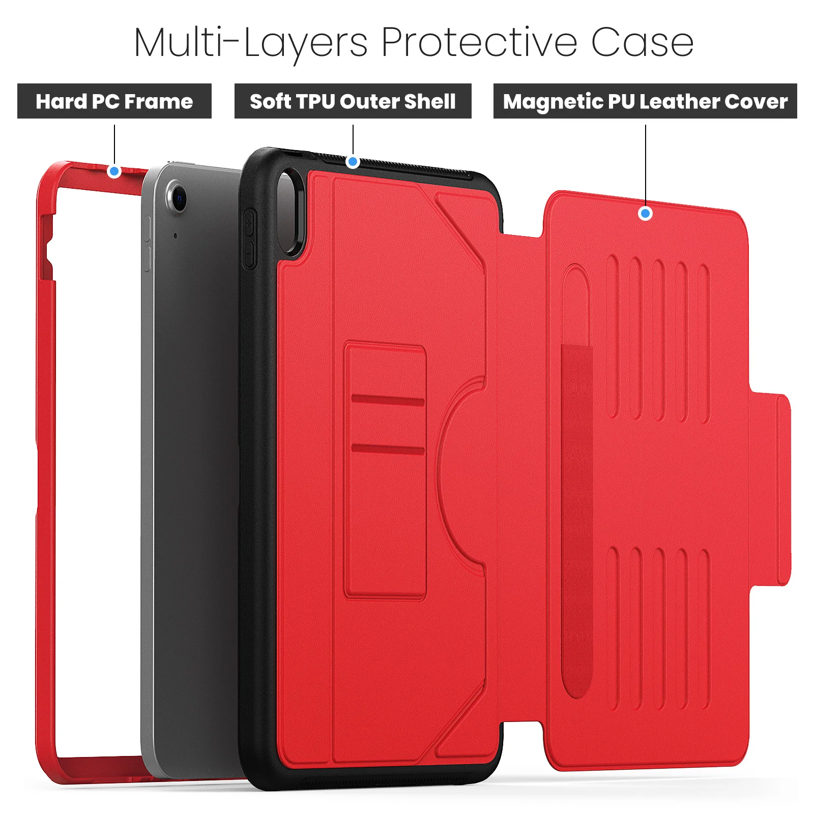 Magnetic Stand Case For iPad A16 2025 11th 10.9 2022 10th 10.2 7th 8th 9th Gen Air 2 Pro 9.7 2017 2018 Rugged Multi-angles Cover
