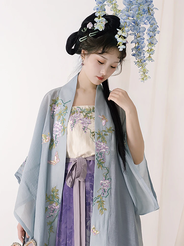 

Autumn Wood Hanfu Purple Lane Song Dynas Long Dry Temple Long irt Embroidered Strapl Skirt Set Traditional Chinese Sle