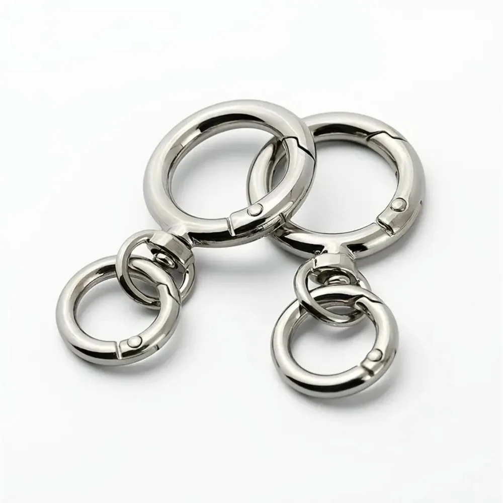 2Sets Round Spring Snap Carabiner Clip O Rings Swivel Trigger Hook Metal Clasps Keychain for Handbag Lanyards DIY Crafts