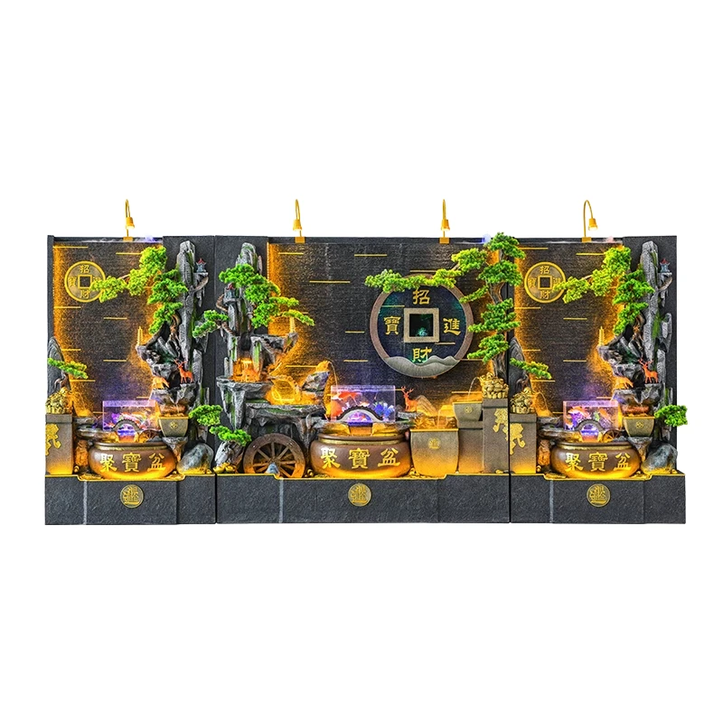 

Rockery water curtain wall entrance screen running water wall fountain circulating water fish tank office background wall