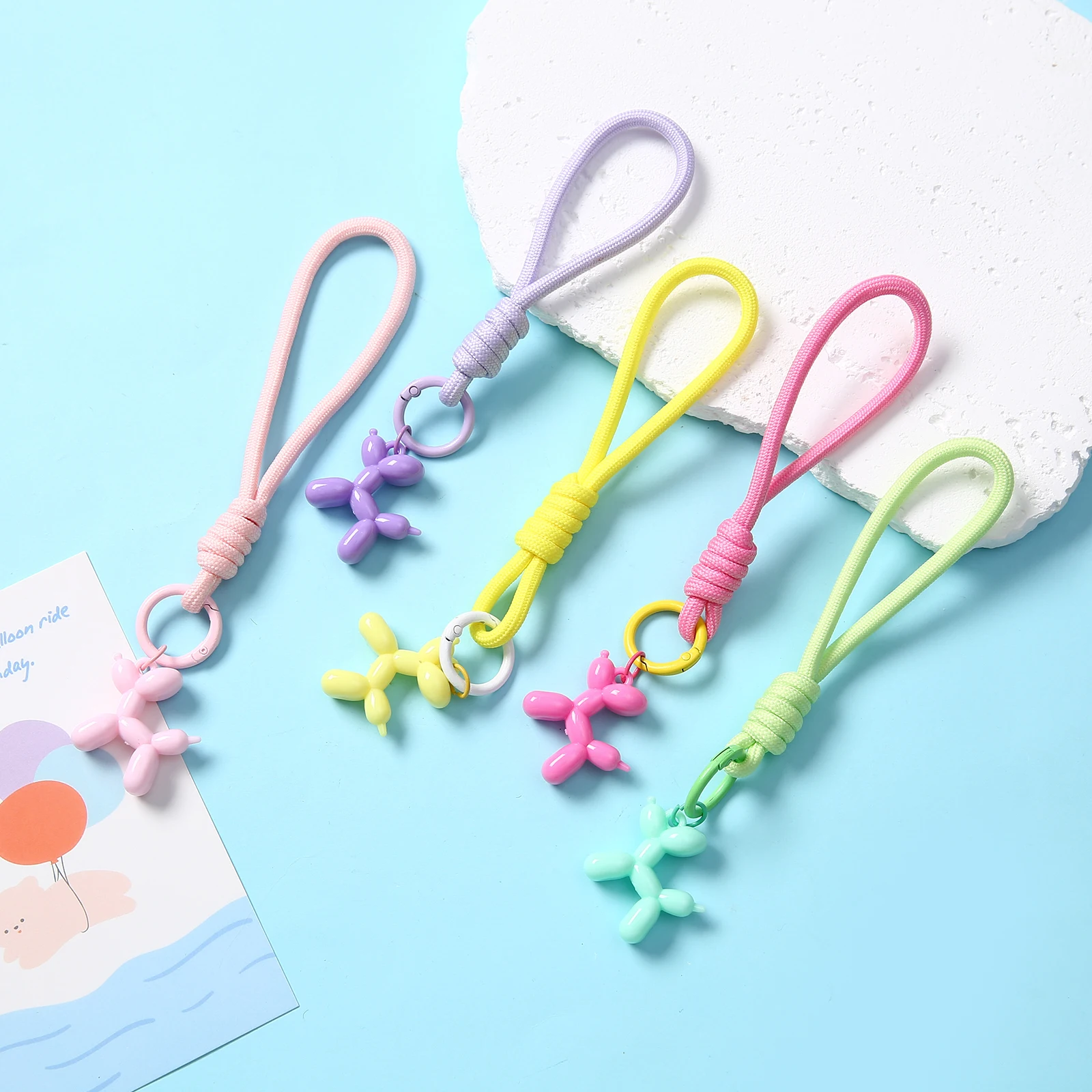 

1/2/5/10/20 pcs Cute Gog Pandent colorful Keychain with Rope for Bag Decoration Mobile Phone Lanyard DIY Handmake Supplies