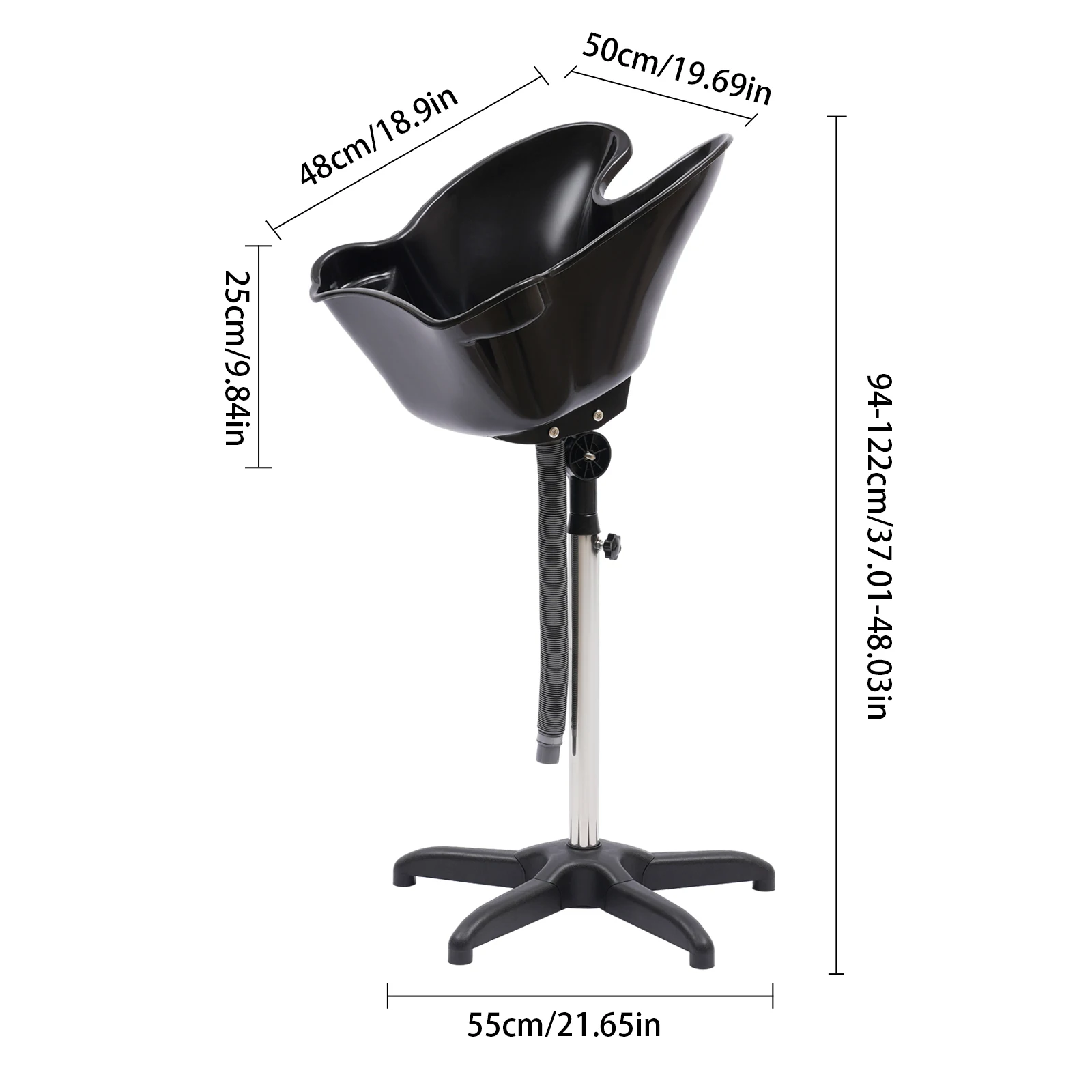 Portable Hair Washing Sink Shampoo Basin Mobile Hair Washing Salon Basin 94-130cm Height Adjustable Shampoo Sink Backwash Bowl