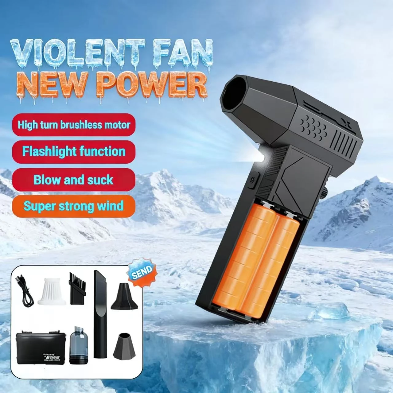 C6/C6Pro منفاخ هواء صغير 550000 دورة في الدقيقة محرك بدون فرشاة منفاخ غبار قوي عرض LED الإضاءة المحمولة مروحة تربو قابلة للشحن النفاثة #1