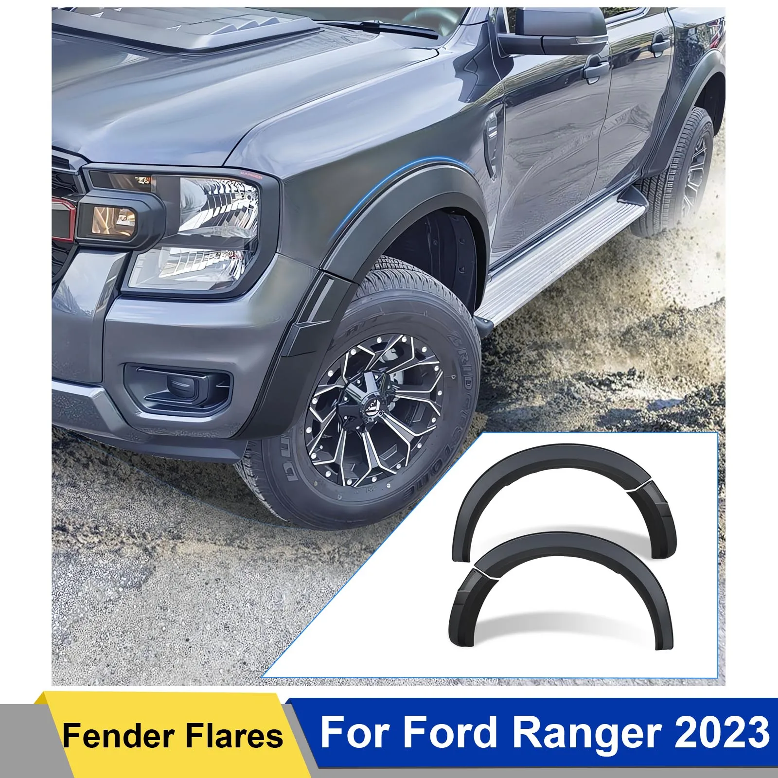 Matte Black Fender Flares Mudguards For Ford Ranger 2023 Sport NEXT GEN Double Cabin Accessories