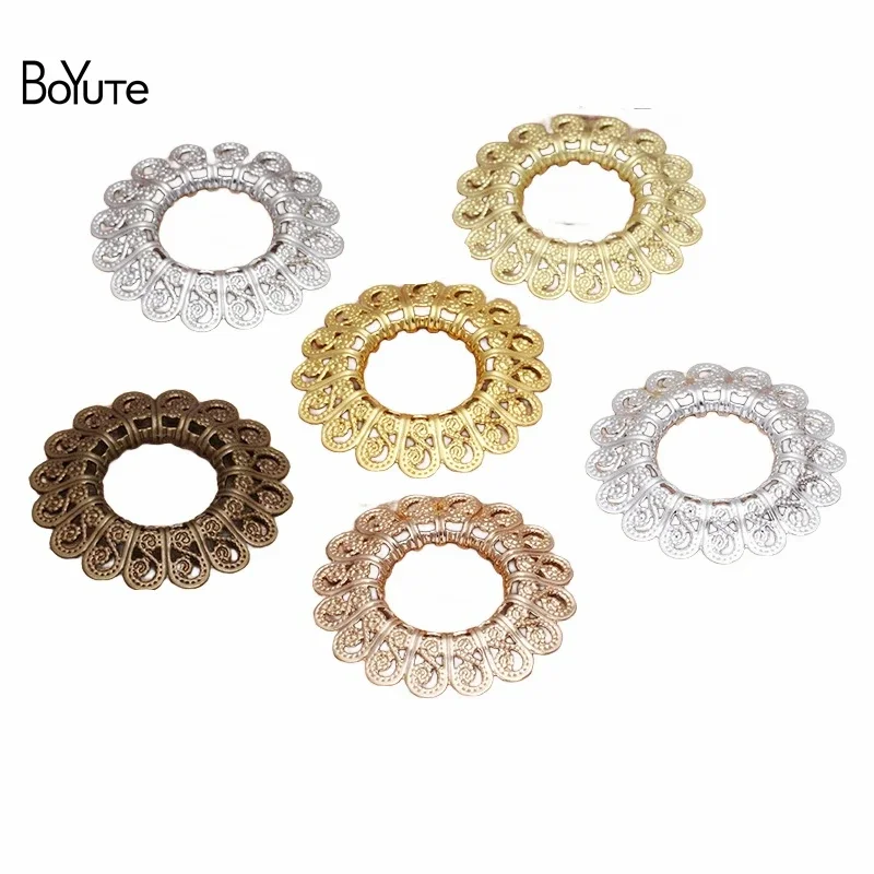 

BoYuTe (50 Pieces/Lot) 30MM Brass Flower Filigree Findings Diy Materials Jewelry Making Supplies