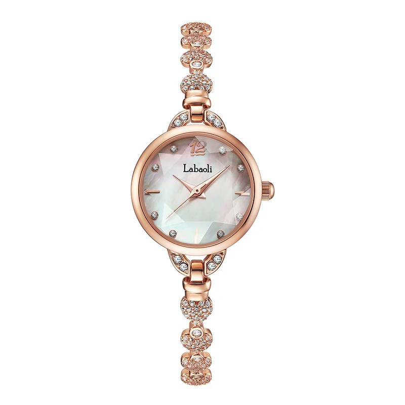 Women\'s Light Luxury Diamond Round Wristwatch Fashion Elegant Quartz Waterproof Bracelet Watch Clock Reloj V46