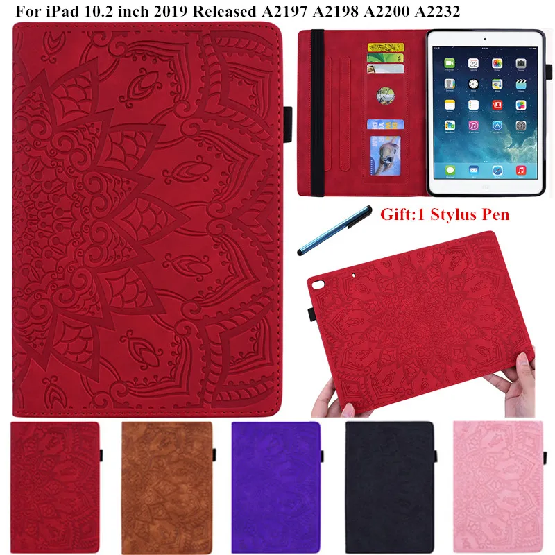 

Милый противоударный чехол с 3D цветочным тиснением для iPad 7 10,2 10 2 2019 A2197 A2198, противоударный чехол из искусственной кожи для iPad 10,2 7 поколения