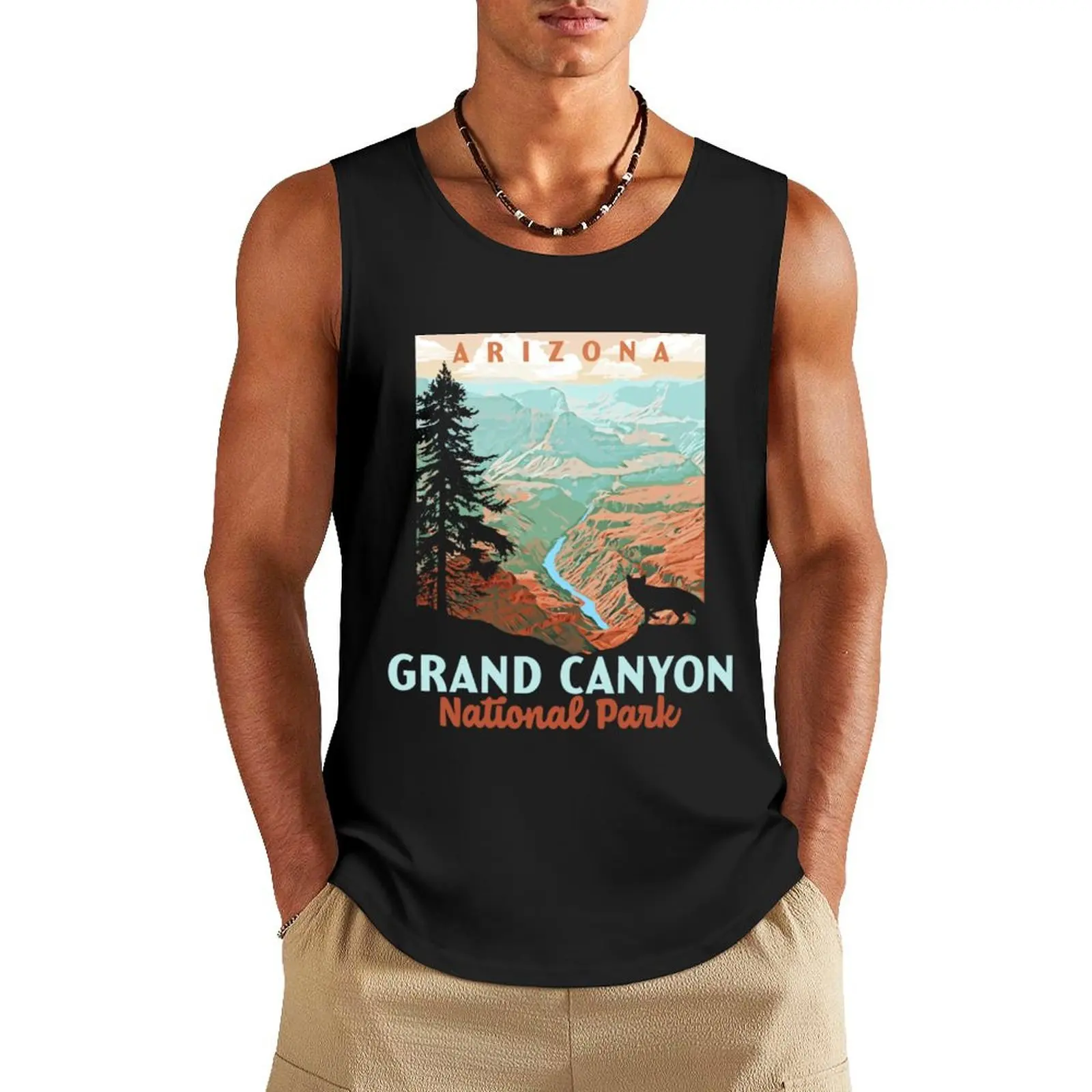 

Grand Canyon National Park, Arizona Vintage WPA Style Tank Top Men's sports t-shirt Men's sleeveless t-shirt