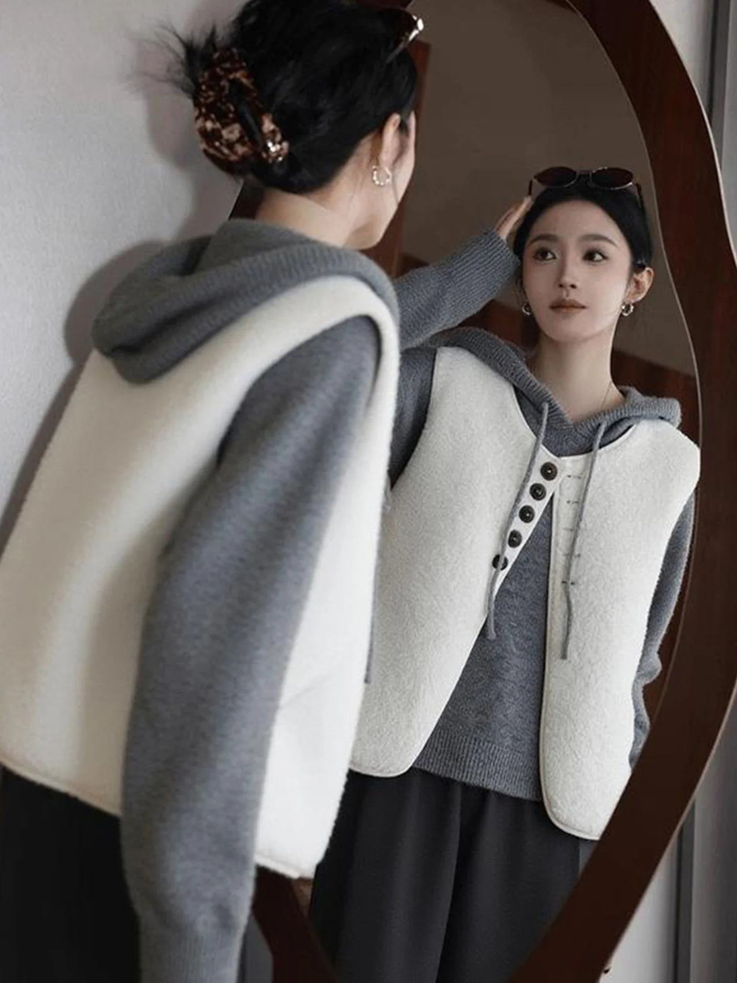 

Свободный цветной круглый жилет Ne, топ, теплый зимний повседневный тюре, верхняя одежда, модный женский жилет для поездок на работу