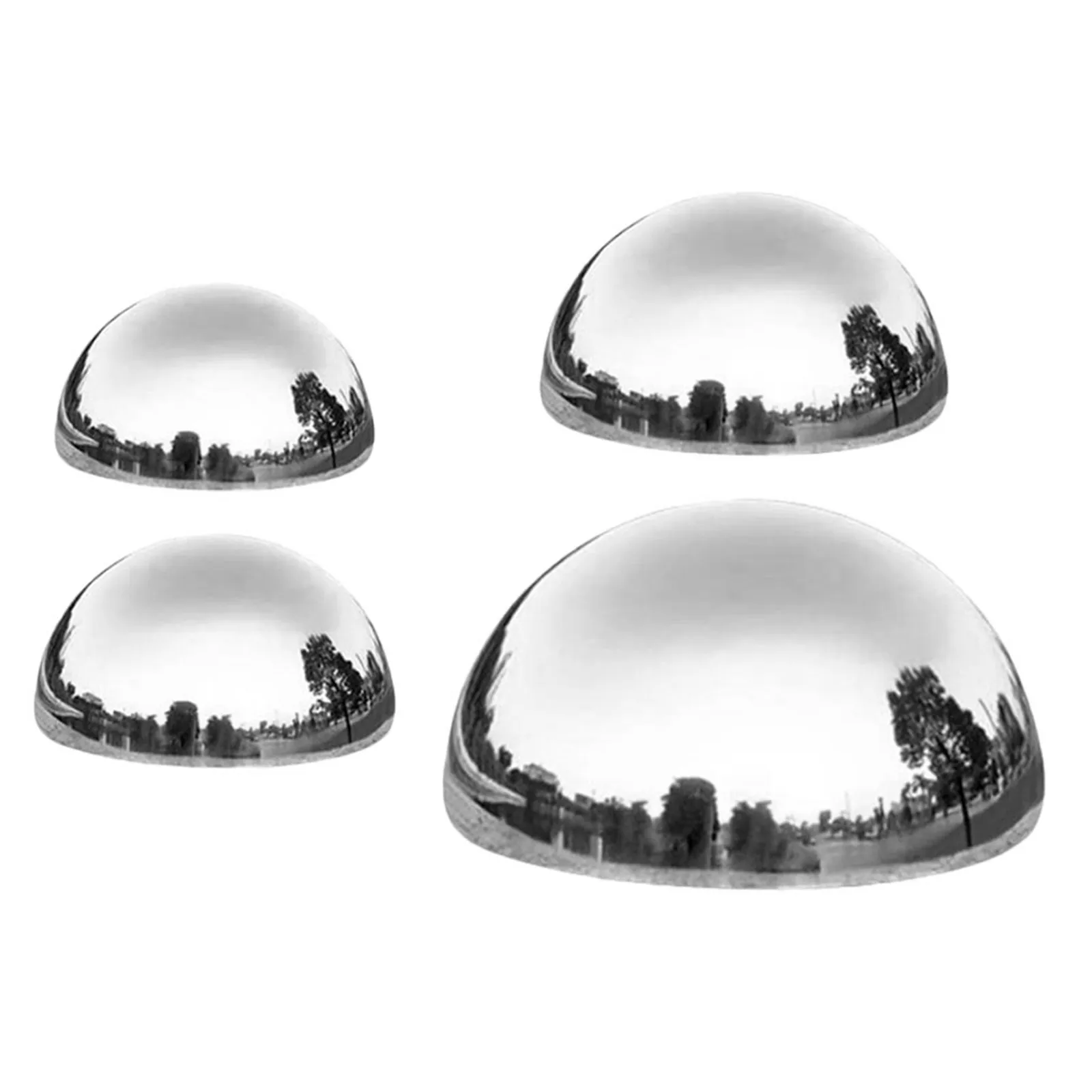 4Pcs Reflective Stainless Steel Garden Hemisphere Balls Outdoor Gazing Globe Mirror Spheres Decorative Lawn Sphere