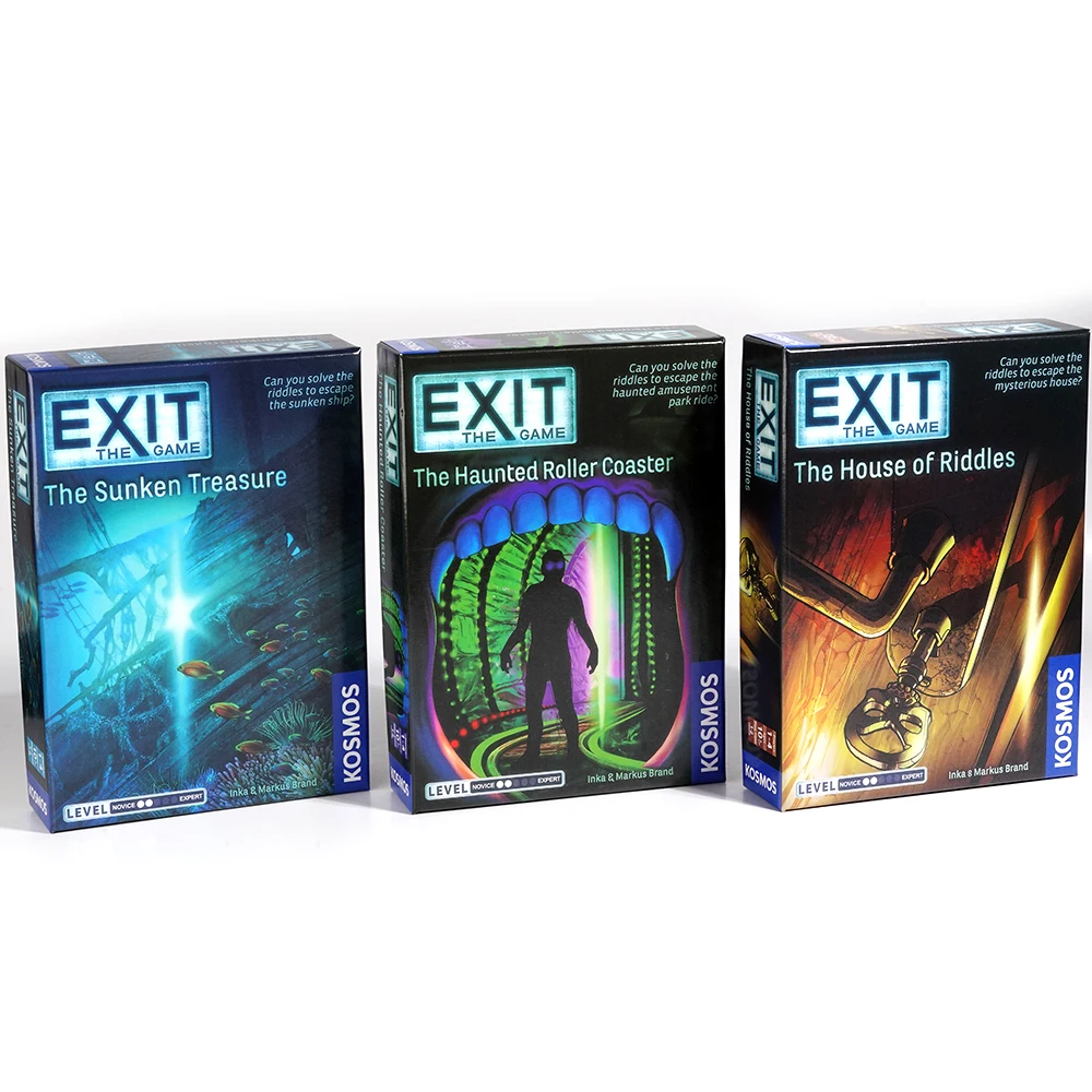 Exit Game The Abandoned Cabin The Haunted Roller Coaster Dead Man on The Orient Express The House of Riddles Card Board Game