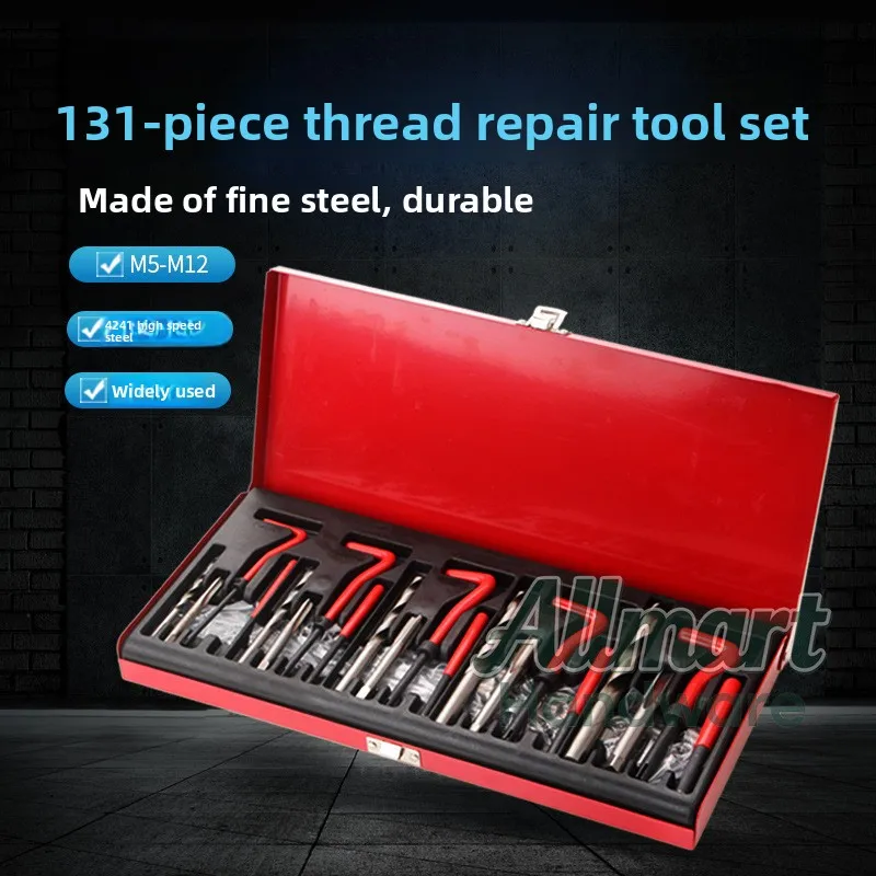 High-Speed Steel 131pcs Thread Repair Tool, Thread Insert Tap Combination Kit, Hardware Auto Repair Special Tool Set