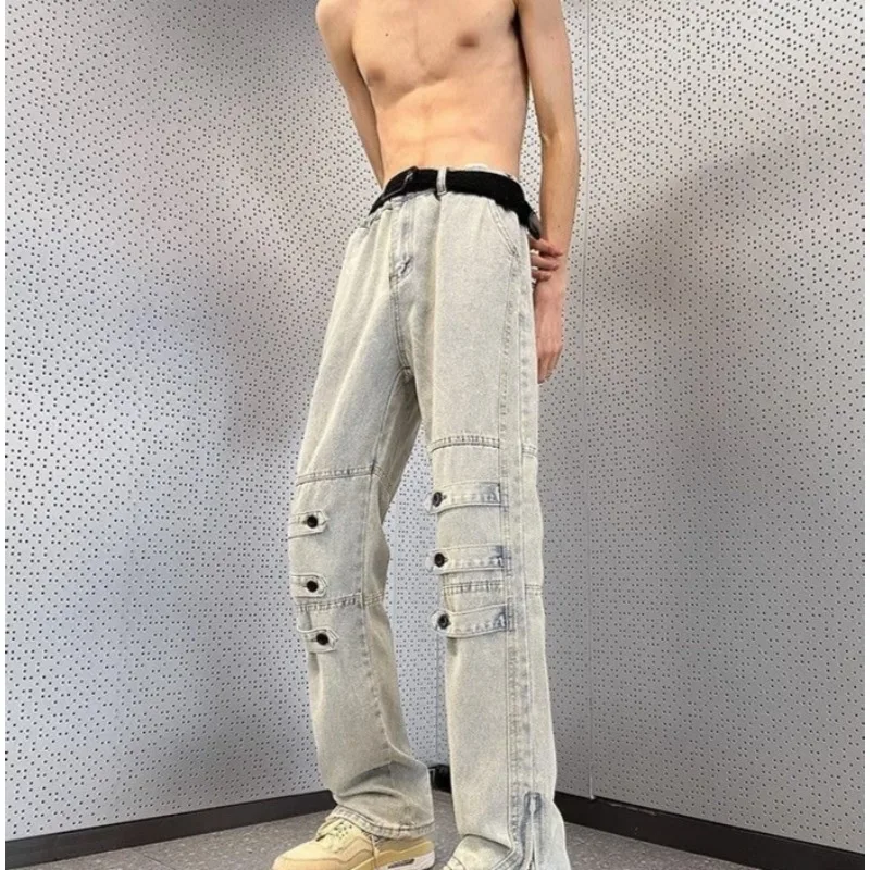 

Original Luxury 2026 Brands Clothing Design Pants Men's High Street Tooling Jeans Niche High-end Zipper Split Micro-flared Pants