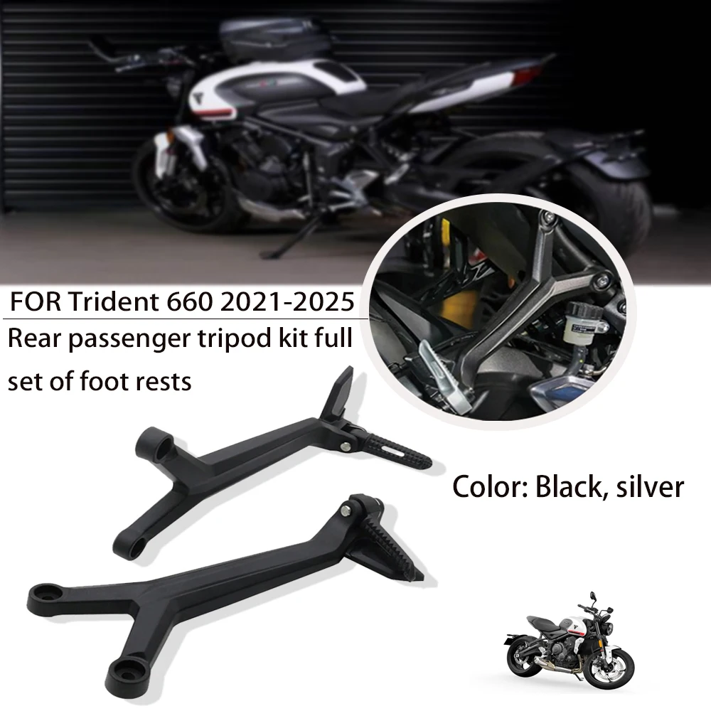 

For Trident 660 Trident660 2021-2025 2022 2023 2024 Motorcycle Rear Passenger Footpegs Kit Foot Rest Bracket Full Set