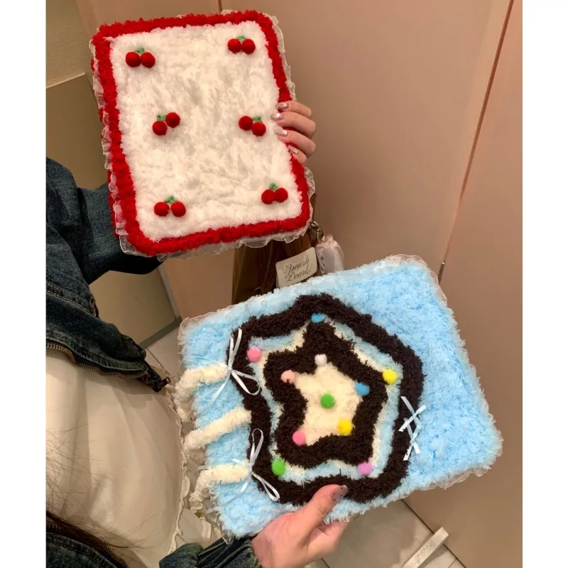 For 2025iPad Air 11 iPad 10th Generation 11th A16 9th Gen iPadPro11 4 5 6 10.9 12.9 13in M4M2 M3 Cute Cherry Plush Handmade Case