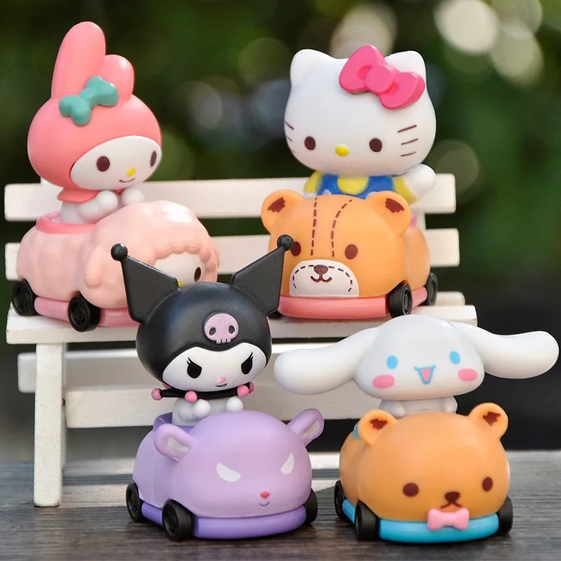 4Pcs Sanrio Hello Kitty Dekoracja Lalka Anime Figurka Cinnamoroll Q Figurka Samochód Biurko Tort Dekoracja Model Dzieci Prezent Urodzinowy