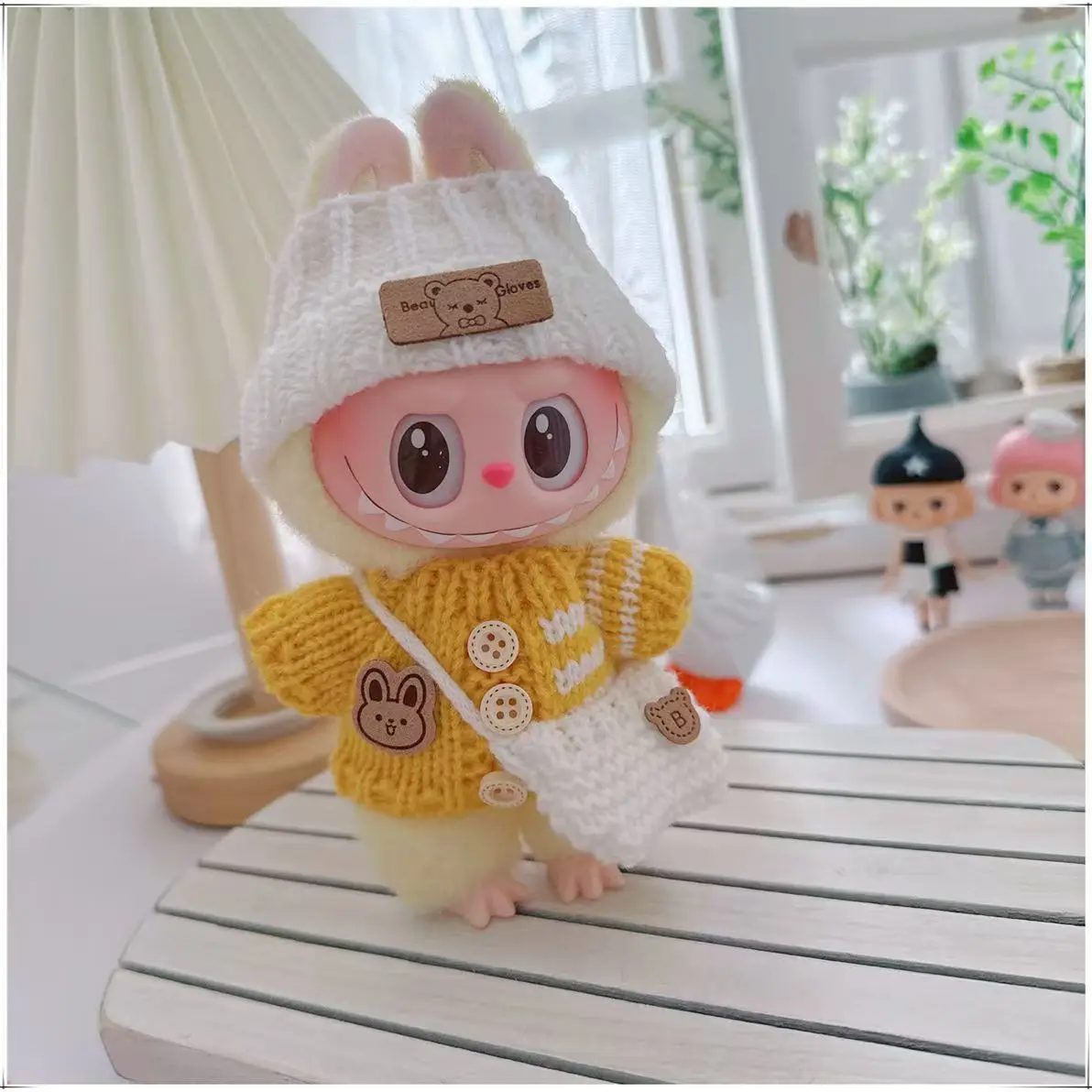 

Outfit Costume for Labubu Clothes V1 V2 V3 17cm Dolls Accessories Clothing Designer Sweater Hat Bag Set Trendy Clothes (no Doll)