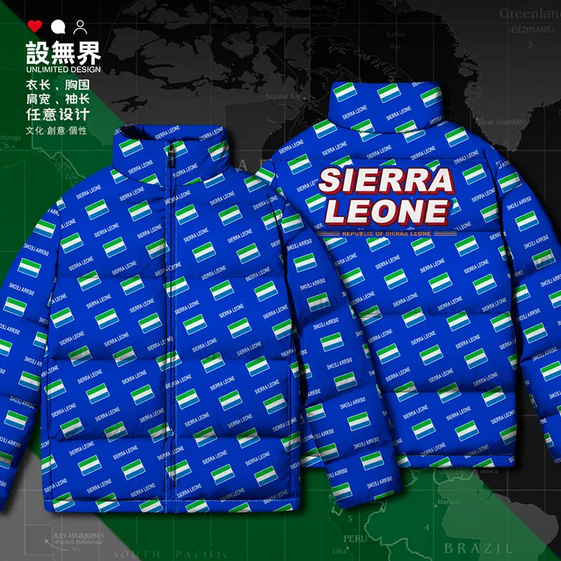 Sierra Leone Leonean SL SLE country flag White duck down Jackets new fashion mens clothes Man puffer Casual down coat Winter