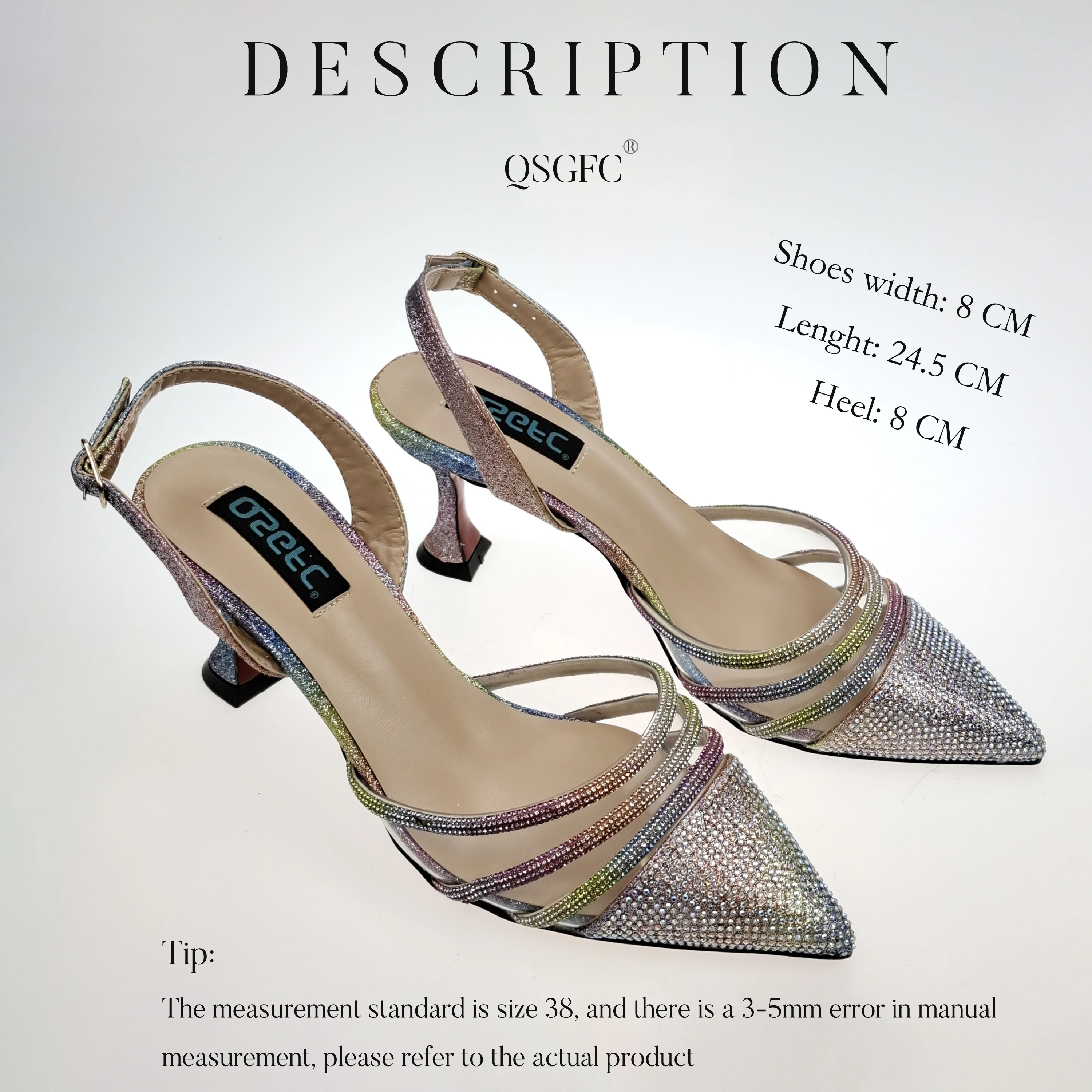 QSGFC New Nigerian Popular Sparkling Full Diamond Decoration Simple Versatile Wine Women's Shoes and Party Wedding Bags